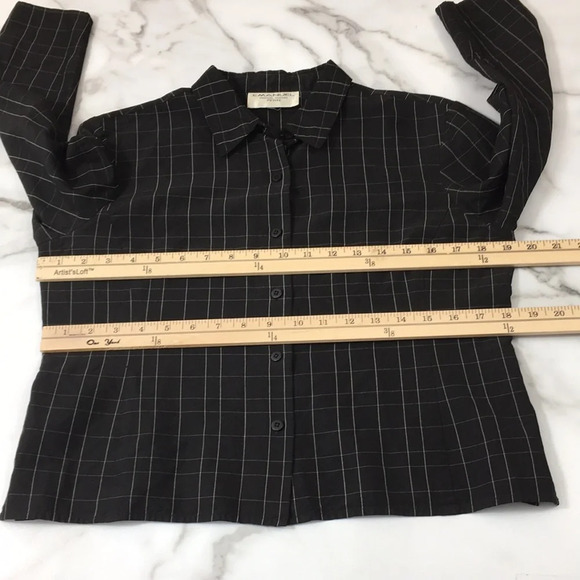 Emanuel ungaro Black White Windowpane Check Button Front Shirt Womens SP Long - Picture 8 of 12